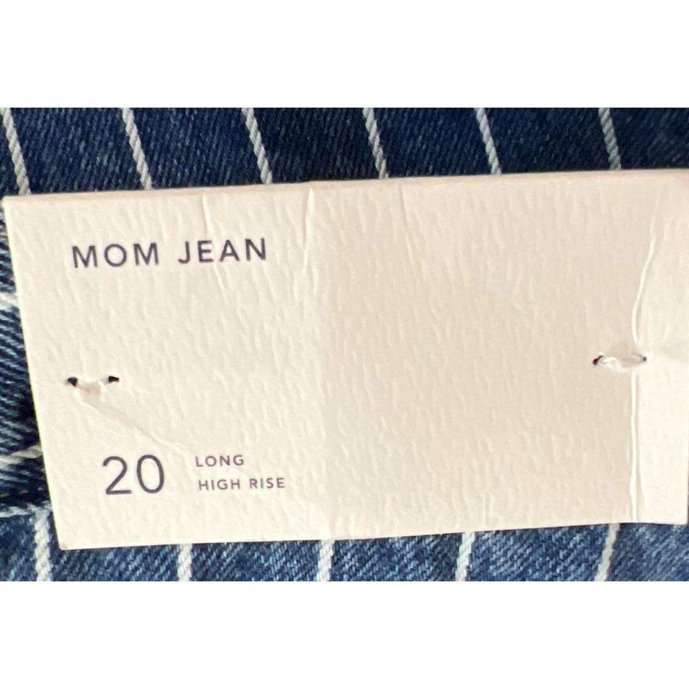 New $50 American Eagle Women's Pinstripe Mom Jeans High Rise Size 20 Long 40x30 - Picture 3 of 9
